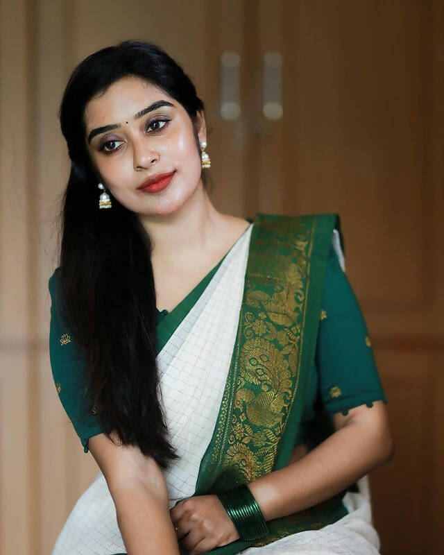DEIANA'S Beautiful Designer Golden zari Soft Lichi Silk Saree - Green | Grocsy