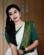 DEIANA'S Beautiful Designer Golden zari Soft Lichi Silk Saree - Green | Grocsy
