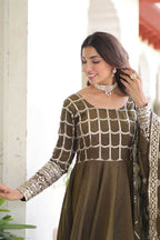 Joban Fashion Mehndi Kurta Set Silk Sequins , Zari, Coding & Thread Embroidered work | Grocsy