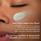 mCaffeine Sun Fix Daily Glow Green Tea Sunscreen SPF 50 PA++++ with Niacinamide, Lightweight & No White Cast | Grocsy