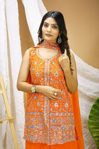 Joban Fashion Orange Georgette Embroidered Sharara Set | Grocsy