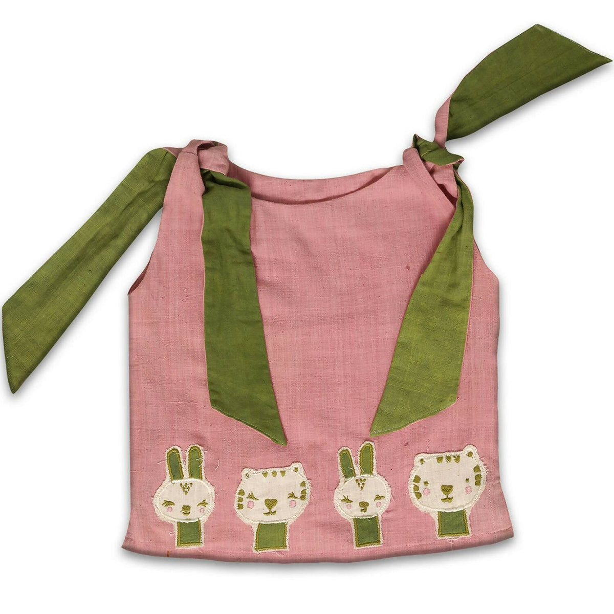 Mhyssa Pink Tie up Round Neck Patch Tee with Circular Skirt Set | Grocsy