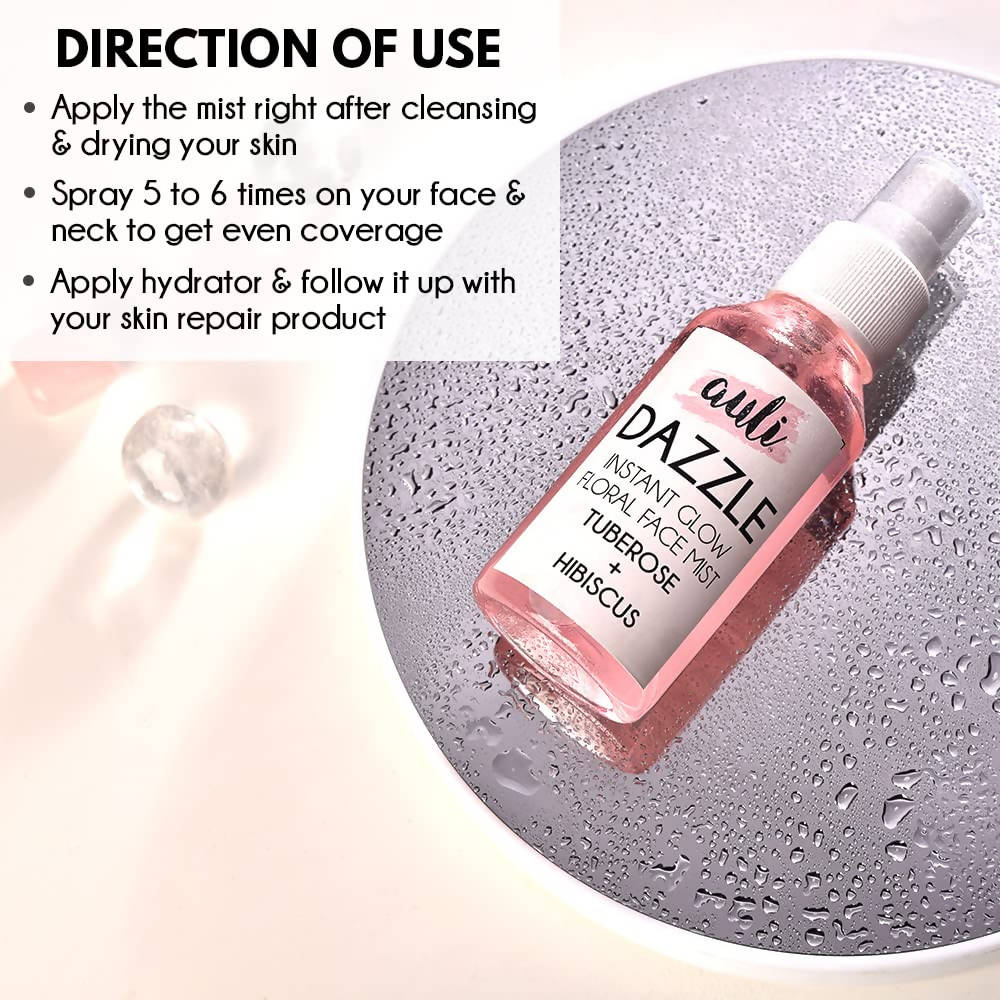 Auli Dazzle Instant Glow Floral Face Toner and Mist | Grocsy