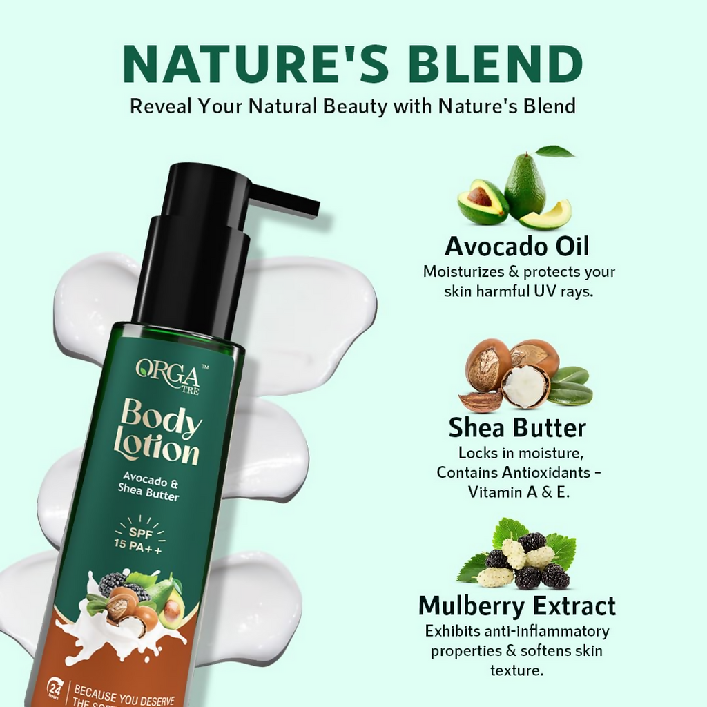Orgatre Body Lotion Avocado & Shea Butter With SPF 15PA++ | Grocsy