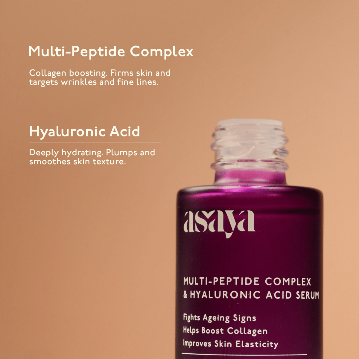 Asaya 5% Multi Peptide Serum With Hyaluronic Acid & Collagen Peptide Face Serum For Anti Ageing | Grocsy