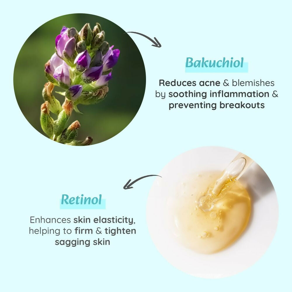 Wild Oak 1% Retinol Bakuchiol Face Serum Anti-Aging Brightening & Skin Texture Improvement | Grocsy