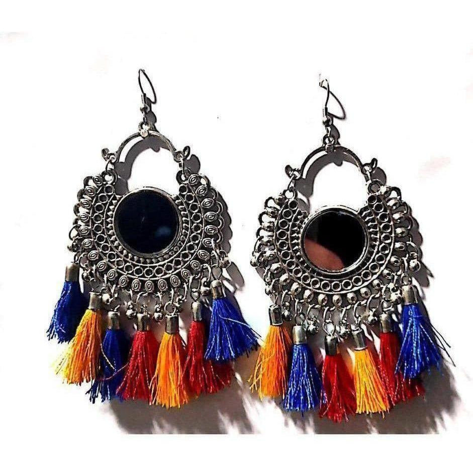 MS Fashion India Afghani Oxidised Fashion Earrings In Chandbali Shape Party Wear | Grocsy