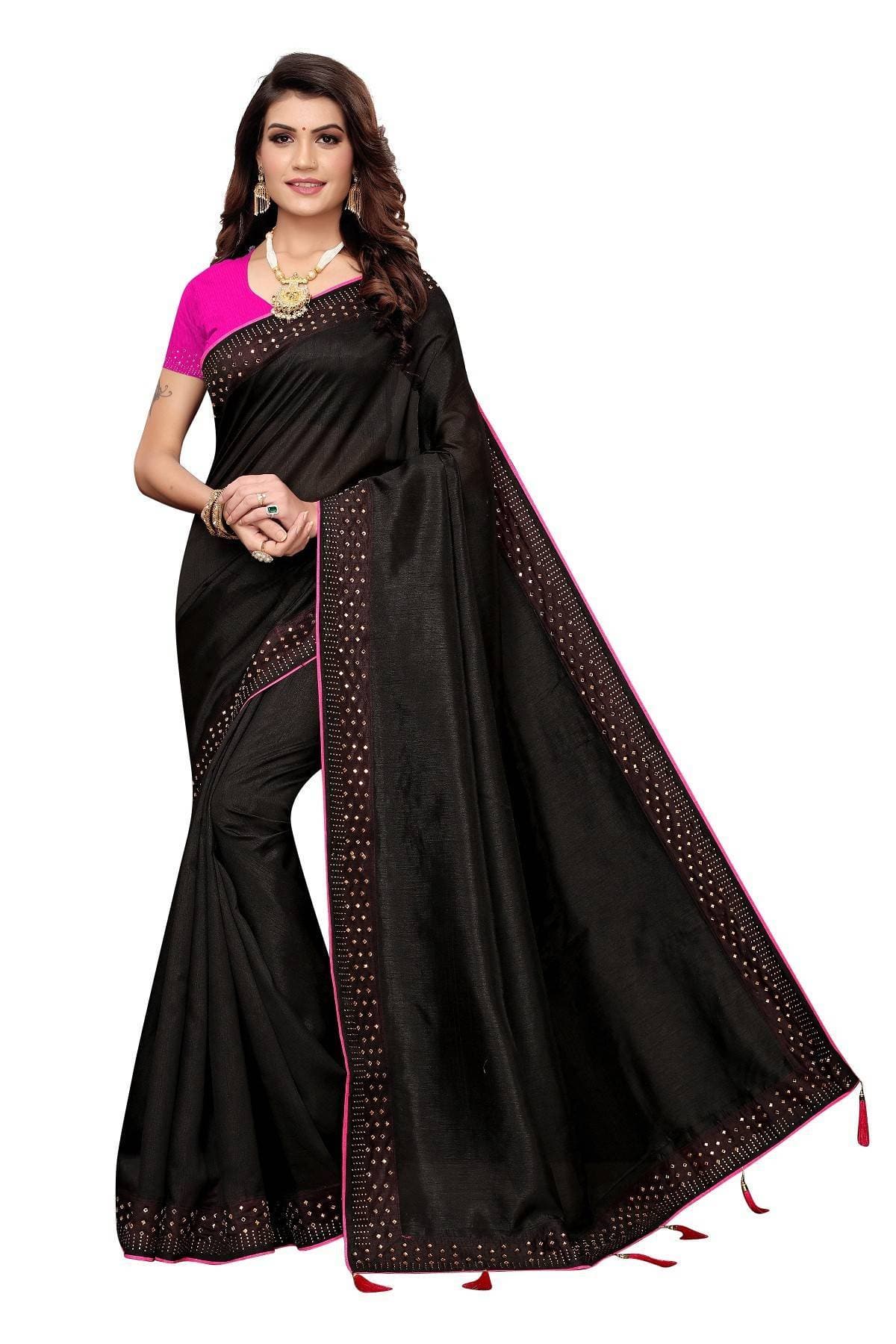 Vamika Black Zoya Silk Stone Work Latest Saree | Grocsy