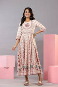 Juniper Women Ecru Rayon Floral Printed Kurta and Dupatta Set | Grocsy