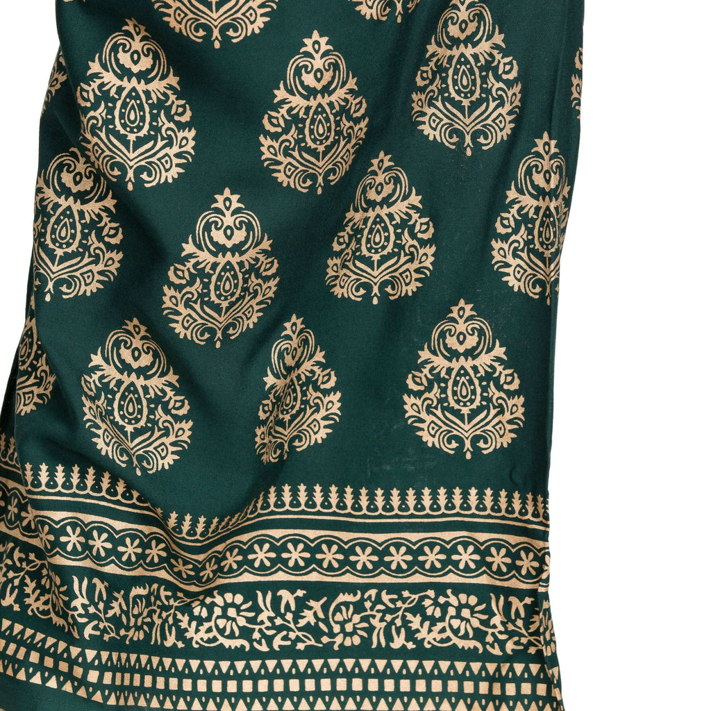 PAVONINE Bottle Green Color Golden Printed Rayon Fabric Sharara For Women & Girls | Grocsy