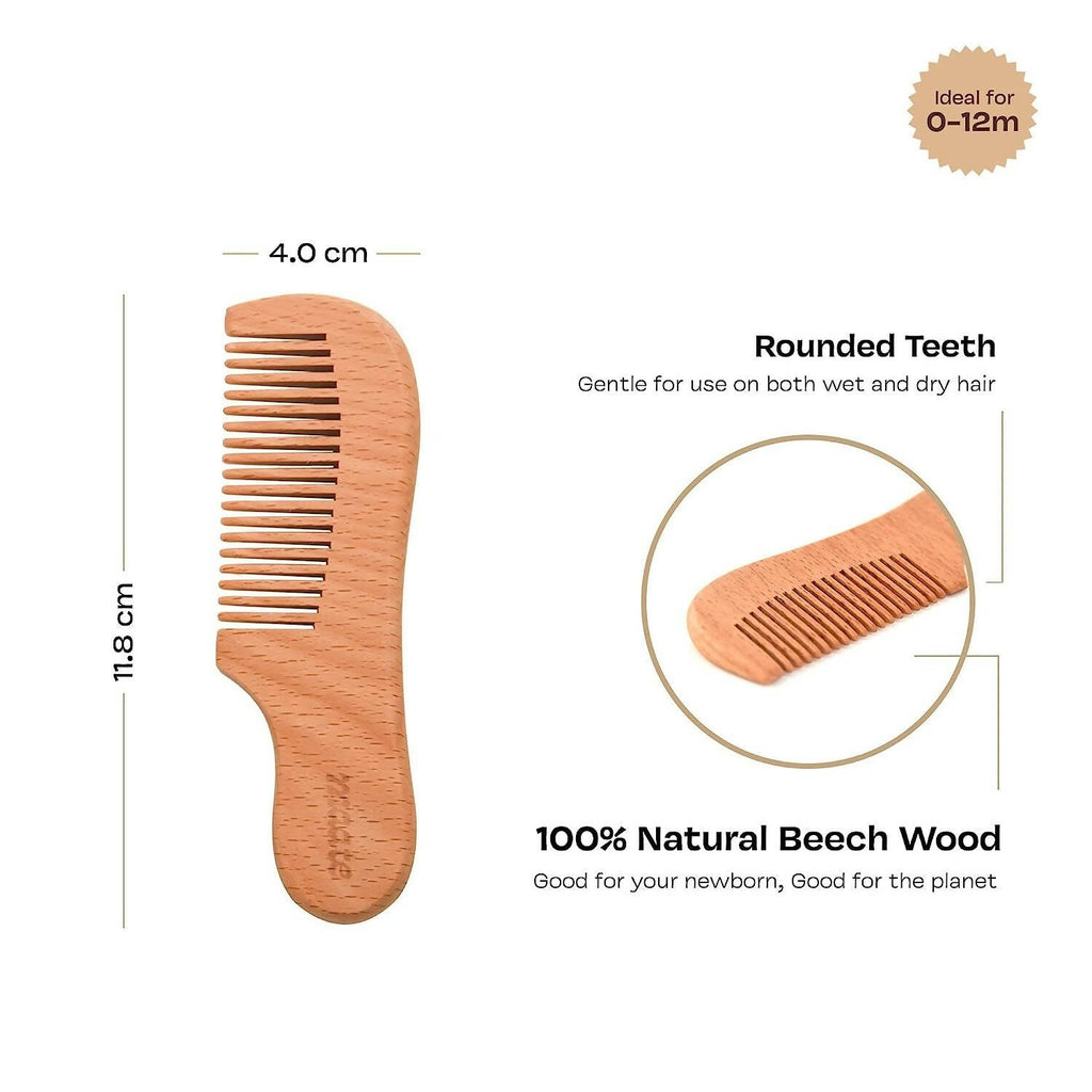 Maate Baby Wooden Comb Set | Beechwood Comb and Hair Brush | Grocsy