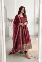 Teeya Creation New Latest Trendy Elegant Maroon Festive Anarkali Suit for Women | Grocsy