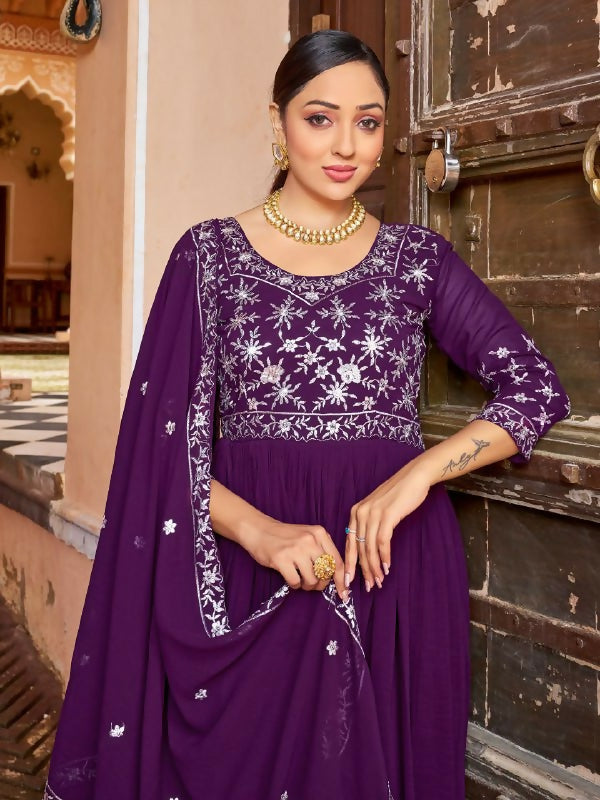 Joban Fashion Purple Readymade Dress With Sequins embroidery Work | Grocsy