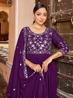 Joban Fashion Purple Readymade Dress With Sequins embroidery Work | Grocsy