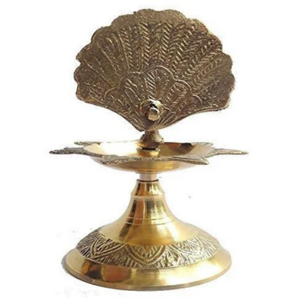 CraftVatika Brass Peacock Diya Oil Lamp (Type 1) | Grocsy
