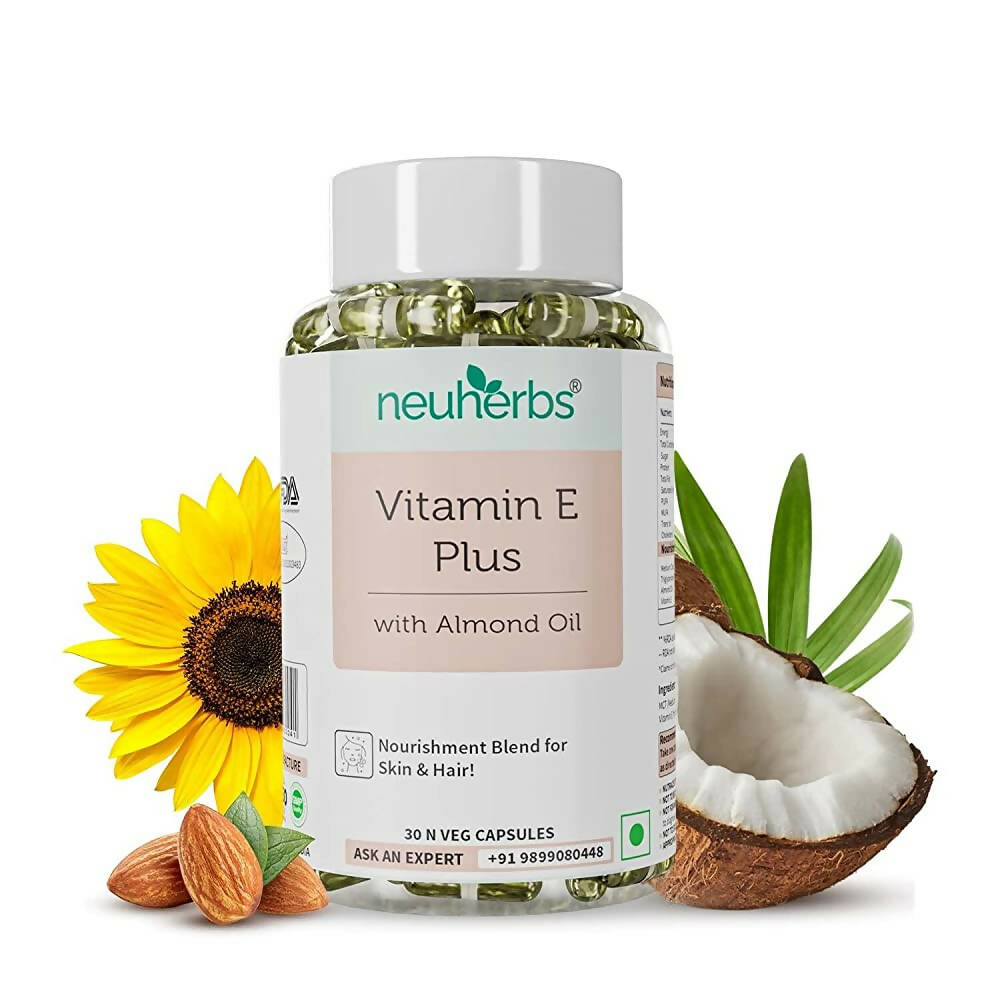 Neuherbs Vitamin E Plus Veg Capsules With Almond Oil | Grocsy