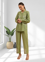 Joban Fashion Green Silk Embroidered Readymade Cord Set | Grocsy