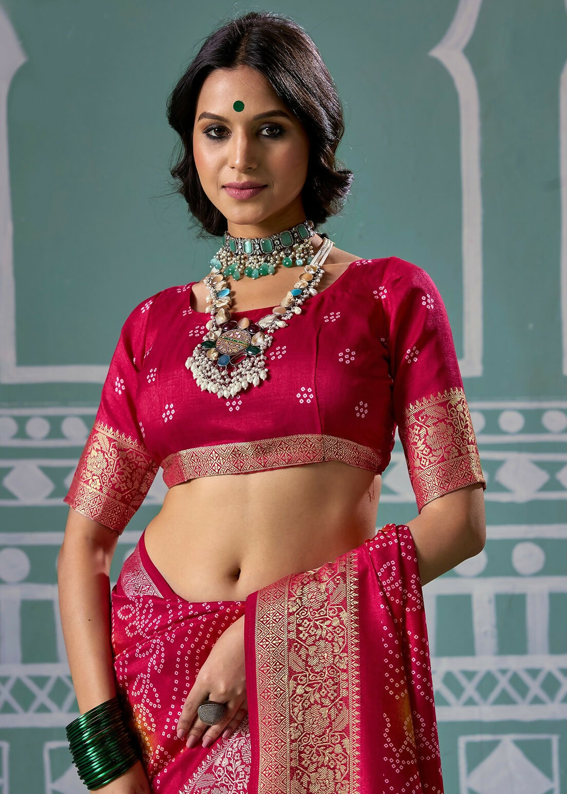 Joban Fashion Vicitra Silk Pink Soft Fabric With Digital Print Saree | Grocsy