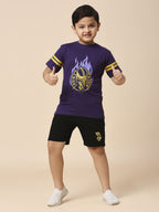 Fancode Kids Kolkata Knight Riders Graphic Printed Round Neck Cotton IPL T-Shirts | Grocsy