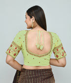 Joban Fashion Women's Light Green Embroidered Stitched Blouse | Grocsy