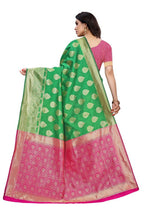 Vamika Banarasi Jacquard Weaving Green Saree (Dangal Green) | Grocsy