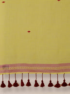 Suta Yellow Maroon Pure Cotton Saree | Grocsy