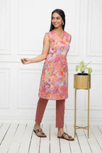 Myshka Women Multi-Floral Rayon A-Line V-Neck Kurtis | Grocsy