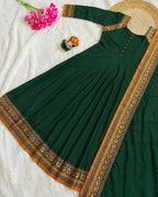 Teeya Creation New Trendy Stylish Green Solid Anarkali Kurta with Traditional Golden Border Dupatta Set | Grocsy