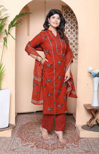 Miravan Womens Pure Cotton Animal Printed Straight Kurta With Palazzo & Dupatta Set | Grocsy