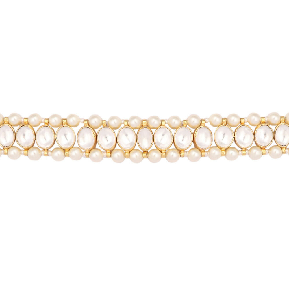 Nuyug 22K Gold Plated Kundan Refined Sleek Matha Patti | Grocsy