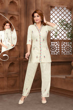 Joban Fashion Cotton Beige Color Kurta Set | Grocsy