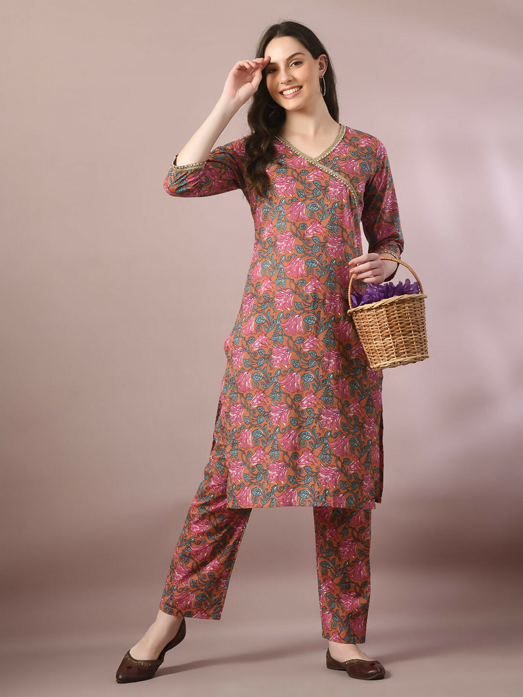 Myshka Women's Multi Printed Cotton Straight Party Kurta Set | Grocsy