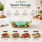 Cutting Edge Rectangular Glass Detachable Container - Green | Grocsy