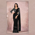 Black Lycra Embroidery Designer Saree With Blouse - Mohmanthan Sitaarah | Grocsy