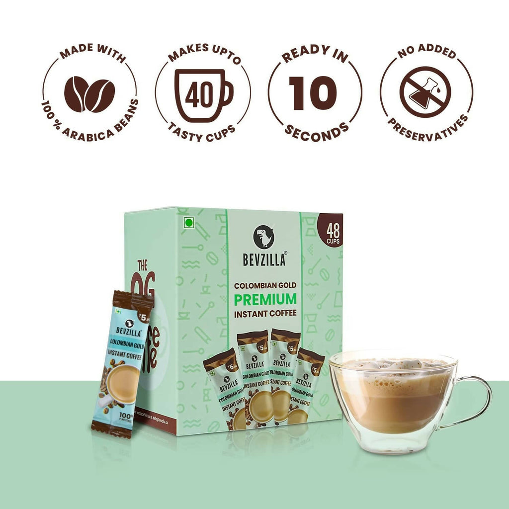 Bevzilla Instant Coffee Powder Sachets (Colombian Gold) | Grocsy