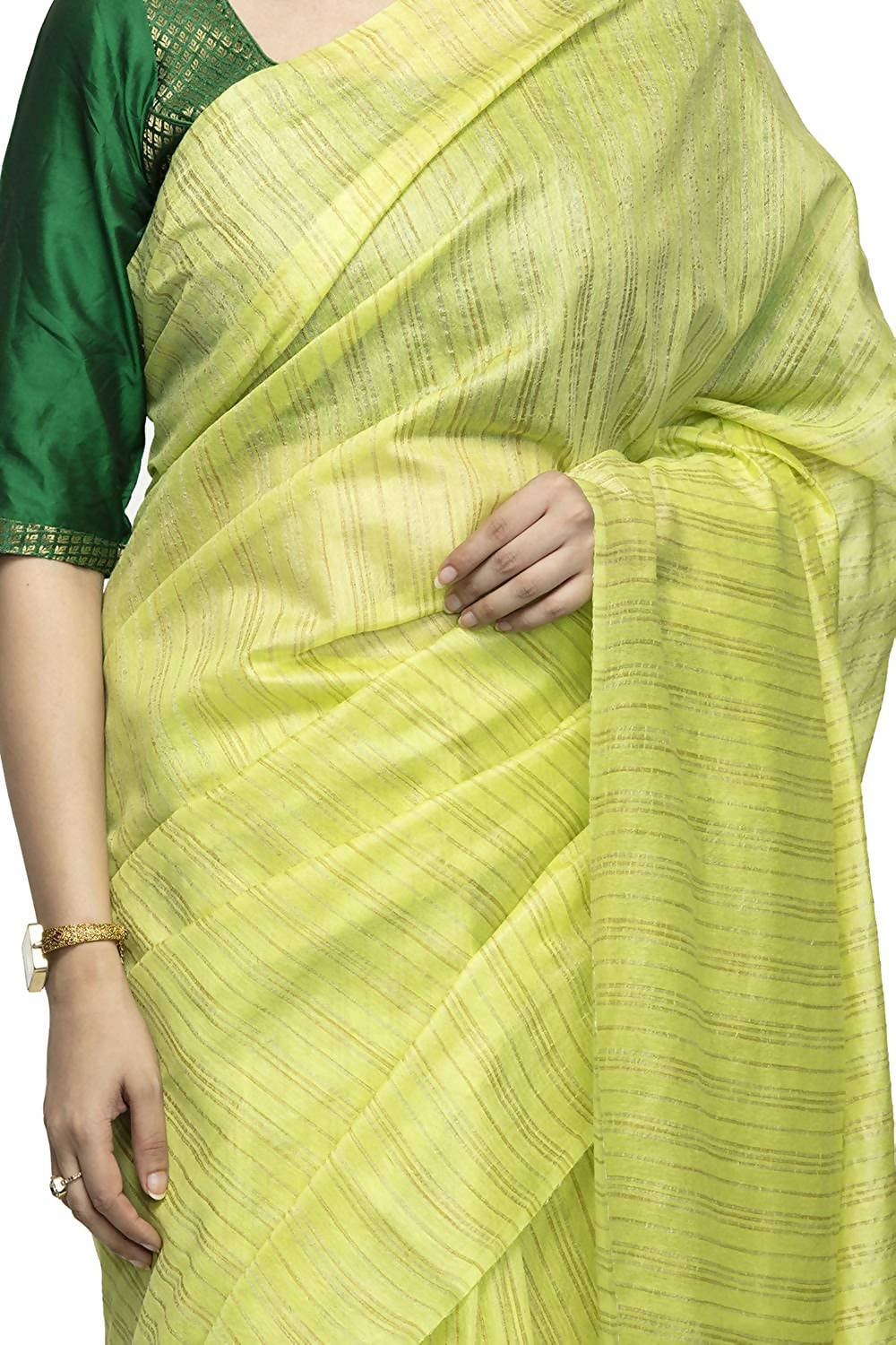 Mominos Fashion Light Parrot Green Color Bhagalpuri Saree | Grocsy