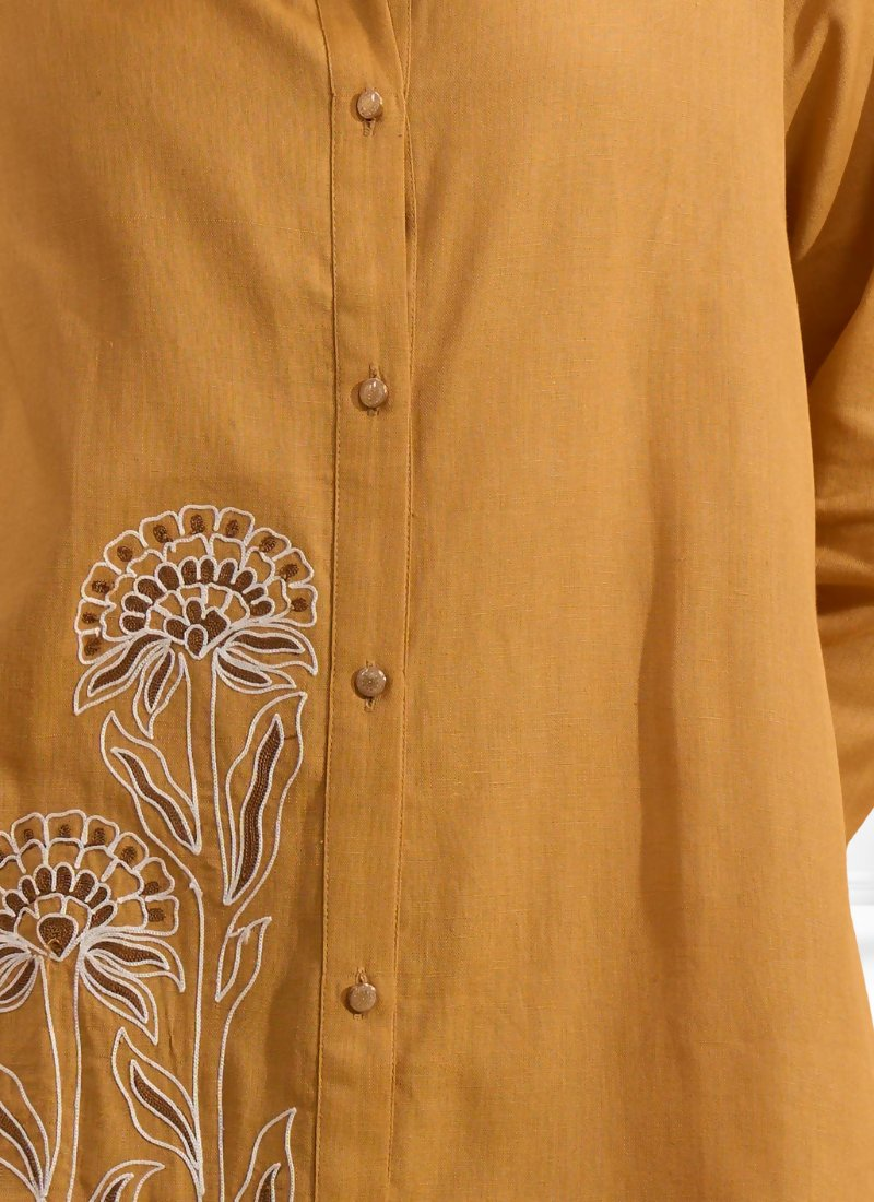 Joban Fashion Coral Cotton, Linen Embroidered Readymade Cord Set | Grocsy