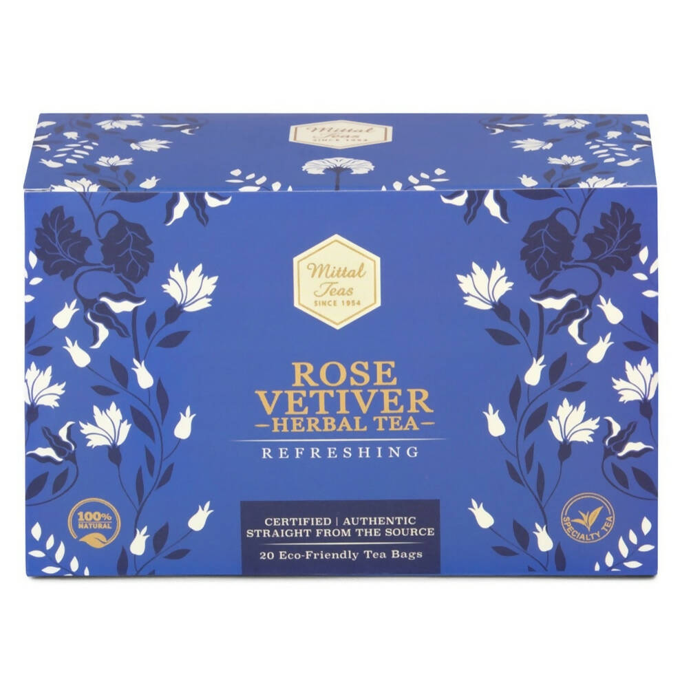 Mittal Teas Rose Vetiver Herbal Tea - Eco Friendly Bags | Grocsy