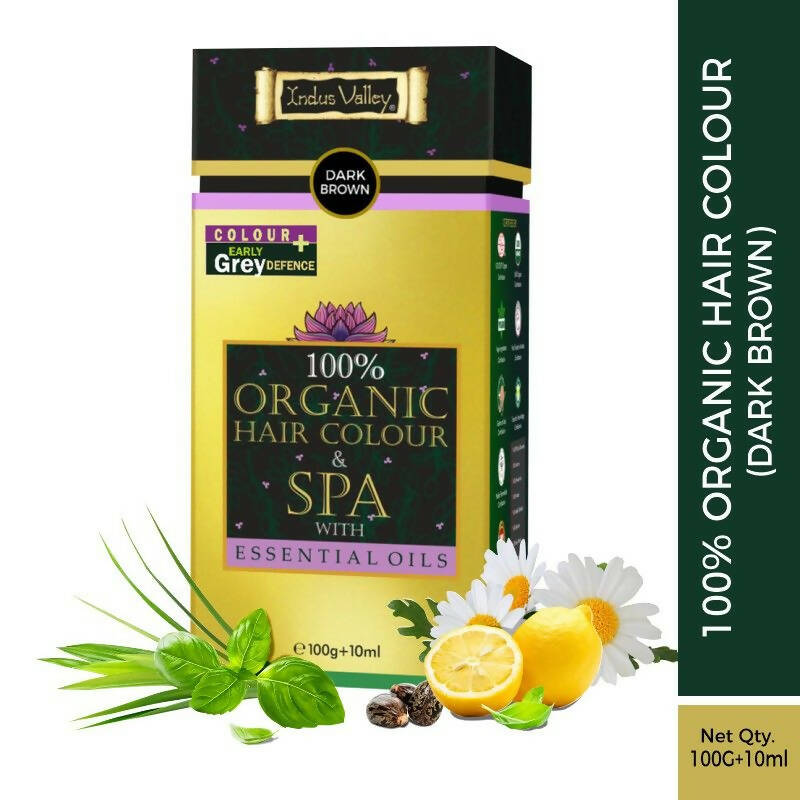 Indus Valley 100% Organic Hair Color & SPA with Essential Oil - Dark Brown | Grocsy