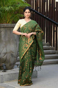 Beatitude Green Cotton Floral Jamdani Saree | Grocsy