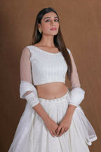 White Thread Sequenve Embroidery Work Lehenga Choli Set - Jihu Culture | Grocsy