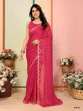 Aafreen Partywear Designer Pink White Rangoli Fancy Saree | Grocsy