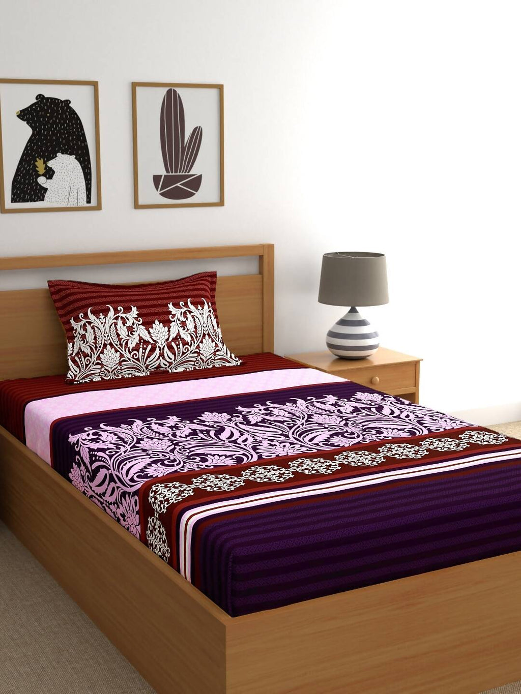 My Room Adults Ethnic Motifs 140 TC Bedsheet with Pillow Covers | Grocsy