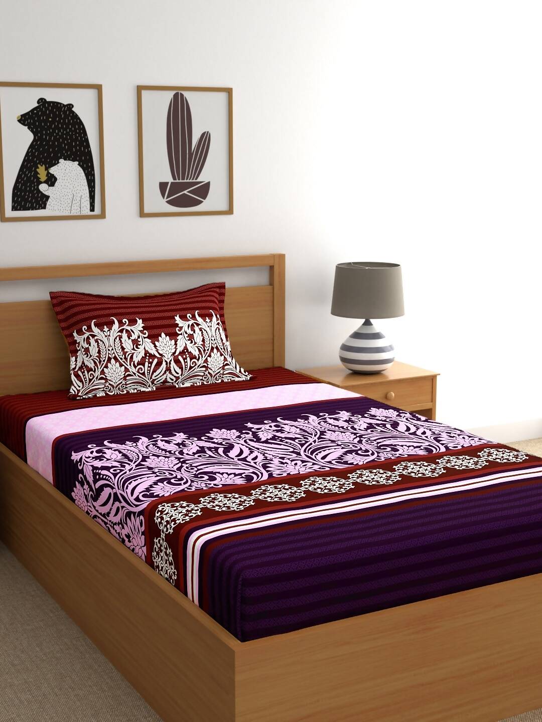 My Room Adults Ethnic Motifs 140 TC Bedsheet with Pillow Covers | Grocsy