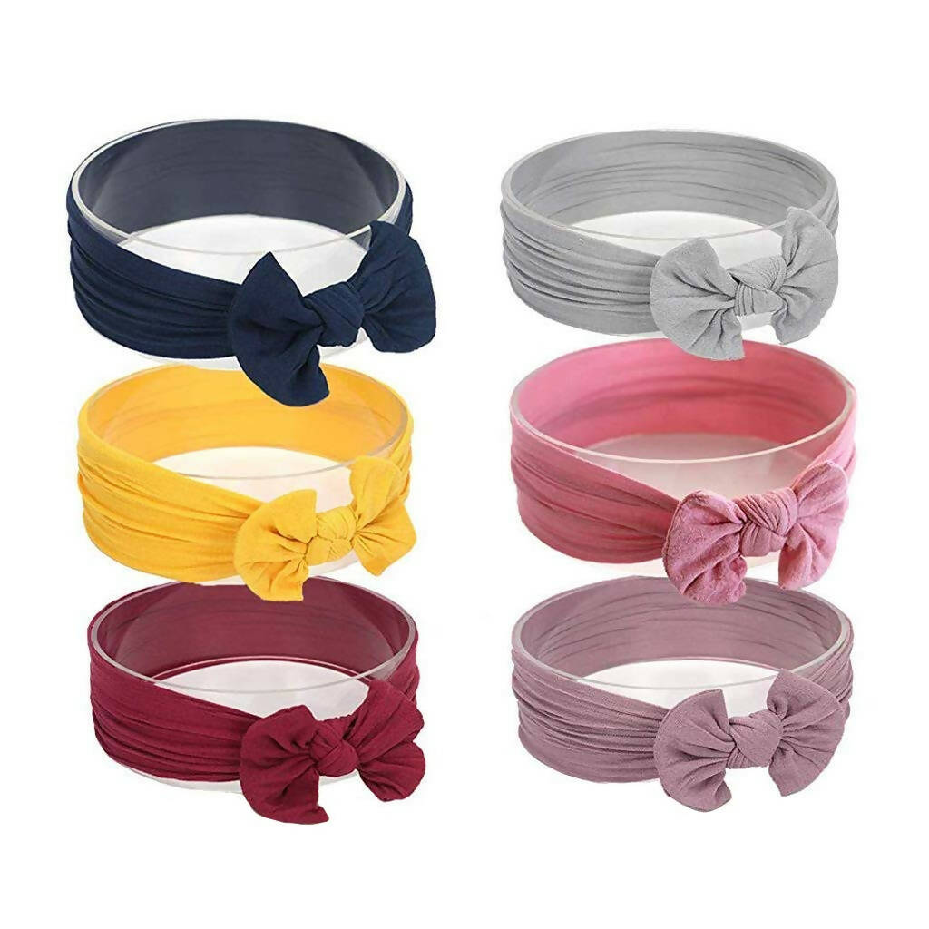 Snowie Soft Turban Knotted Cotton Headbands For Baby Girls Multicolor | Grocsy