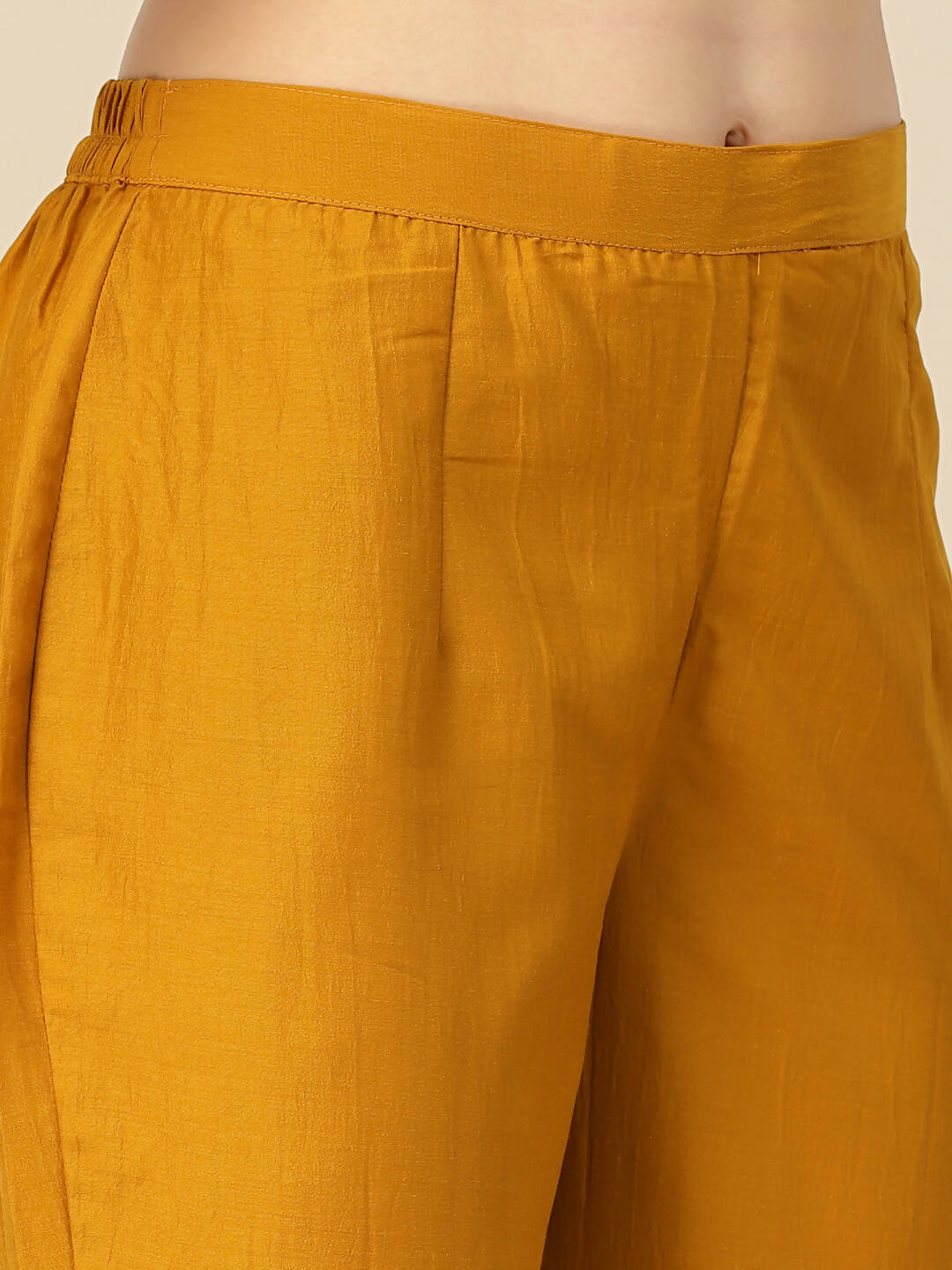Mustard Embroidered Chinon Straight Kurta With Trouser & Dupatta - Salimar | Grocsy