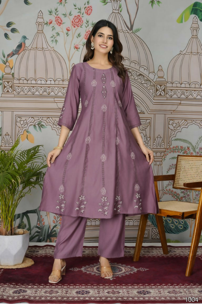 Ethnic Festive Wear Viscose Roman Silk Wine Stitched Pant Pair - Rashmika | Grocsy