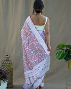 Vamsee Purple Organza Saree | Grocsy