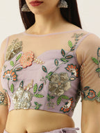 House of Panchhi Lavender - Net Embroidered Sequence Lehenga | Grocsy