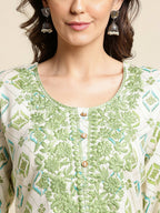 Green Poly Rayon Aztec Printed Straight Fit Kurta - Prasuti | Grocsy